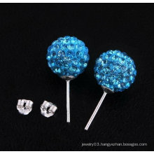 925 Sterling Silver Blue Shamballa Earrings Basketball Wives Earrings BWE26